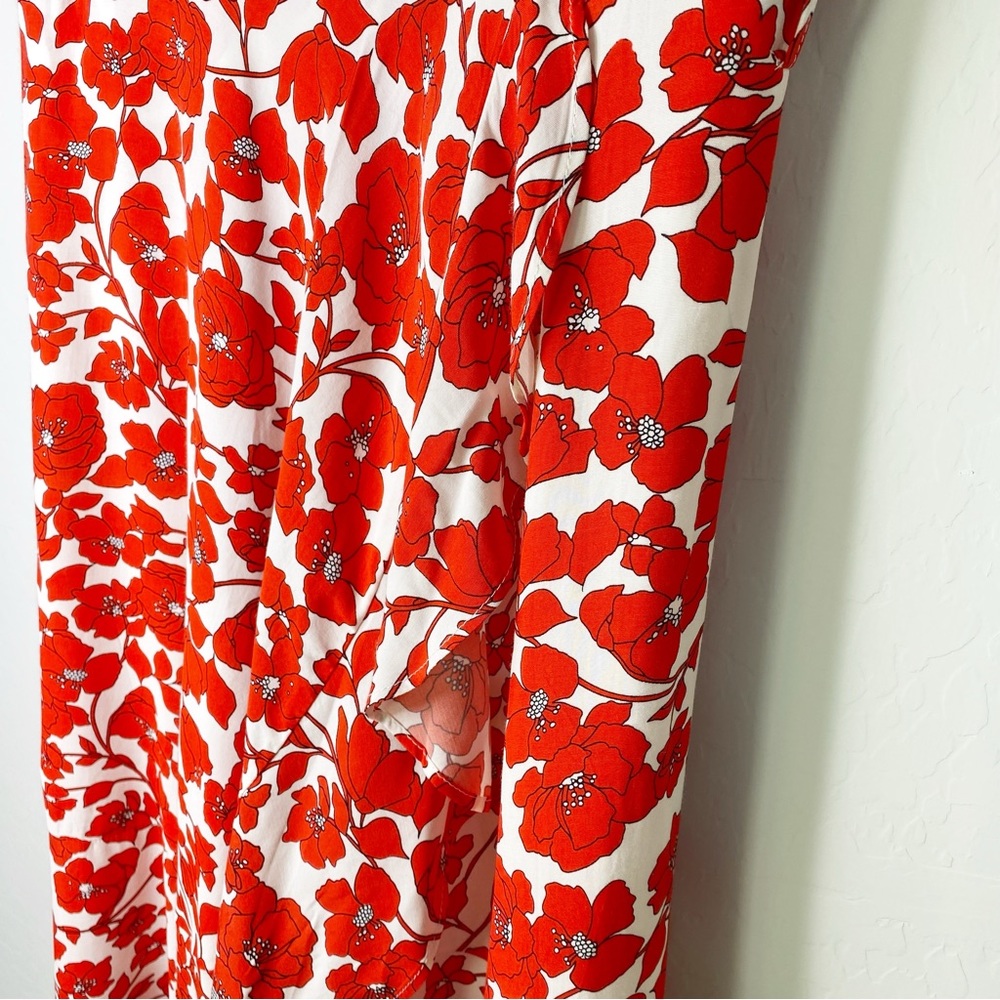 Bardot Fiesta Red Floral Faux Wrap Midi Dress Size 10 - Picture 7 of 15